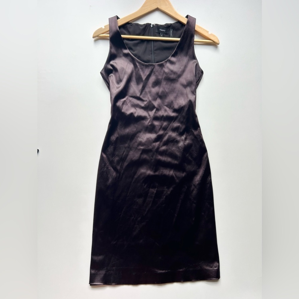 Theory Fitted Midi Dress stretch faux leather size 0 - Picture 8 of 8
